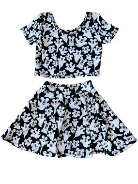 Wild Rich Kids MickeyGhost Print Crop Top and Skirt Set